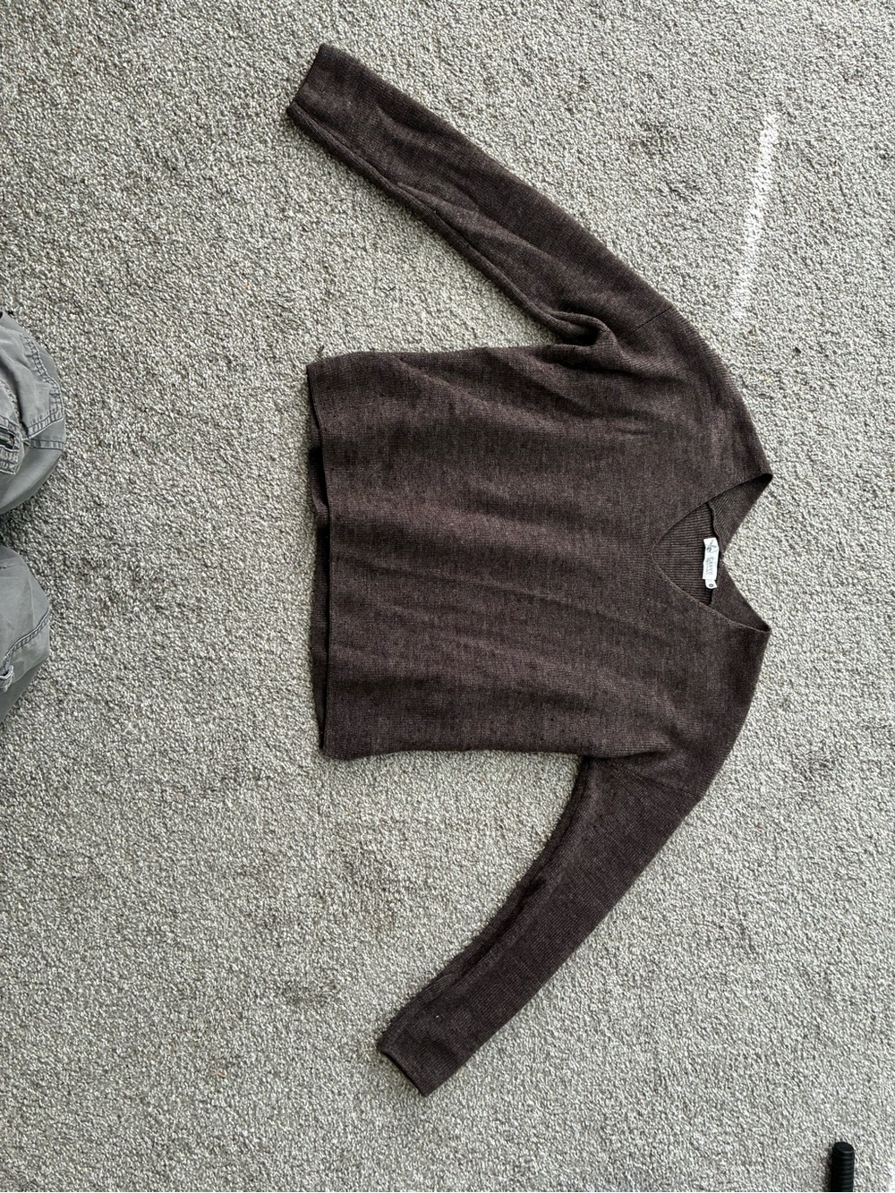 Brown Carve Designs Merino V-Neck Knit Sweater